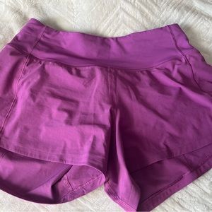 Lululemon Mid-Rise Lined Short 4”, Size 4 Color: Vivid Plum (hot pink) NEW